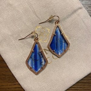 Kendra Scott Alex Rose Gold and Navy Sparkle Drop Earrings